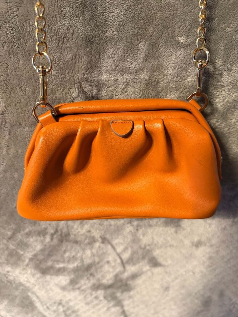 A New Day Orange Ruched Frame Crossbody Bag